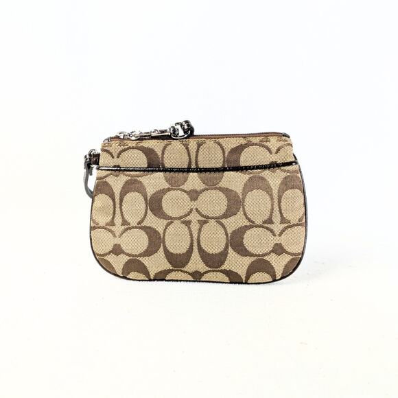 COACH Signature Canvas Wristlet – Beige & Brown - Picture 3 of 5